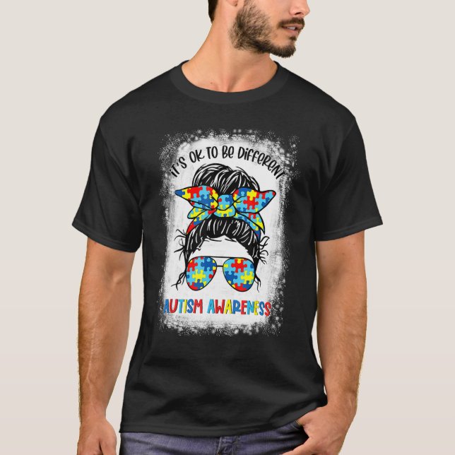 Camiseta Está tudo bem ser diferente Autismo Sensibilização (Frente)