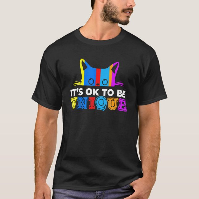 Camiseta Está tudo bem ser diferente Gatinho de Quebra-cabe (Frente)