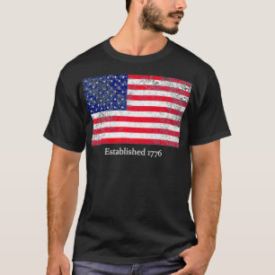 Camiseta Estabelecido em 1776 EUA 4 de julho América Flag A