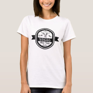 Camiseta Estabelecido em 92656 Aliso Viejo
