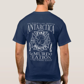 Camiseta Estação Antártica McMurdo Bombeiros e Pinguins de