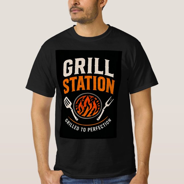 Camiseta 🔥 Estação de Churrasco Burger Restaurante Equipe  (Frente)