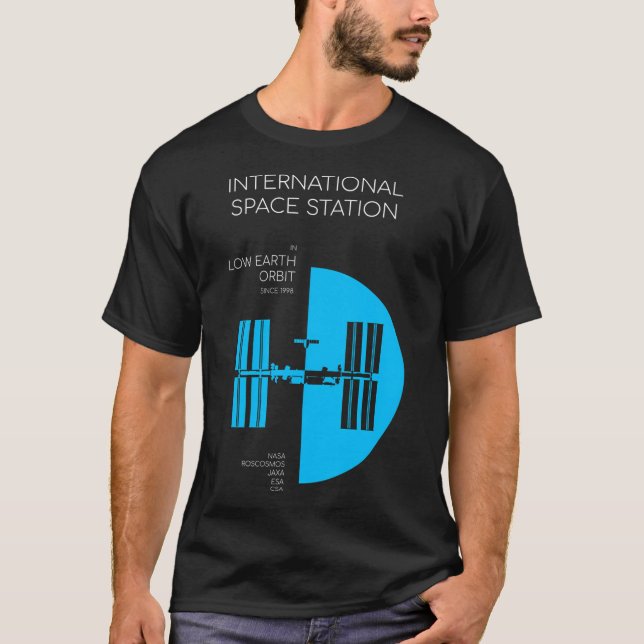 Camiseta Estação Espacial Internacional. Si em órbita de ba (Frente)