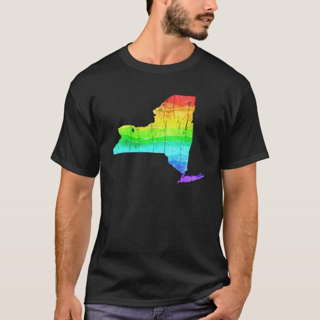 Camiseta Estado Americano Do Orgulho Lgbt Gay Do Arco-Íris  (Frente)