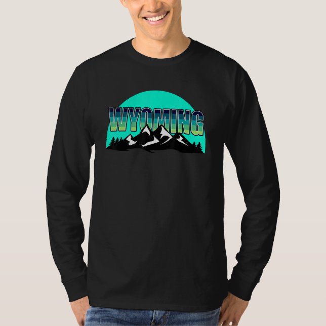 Camiseta Estado Americano Wyoming, Sun Moon Mountain Nature (Frente)