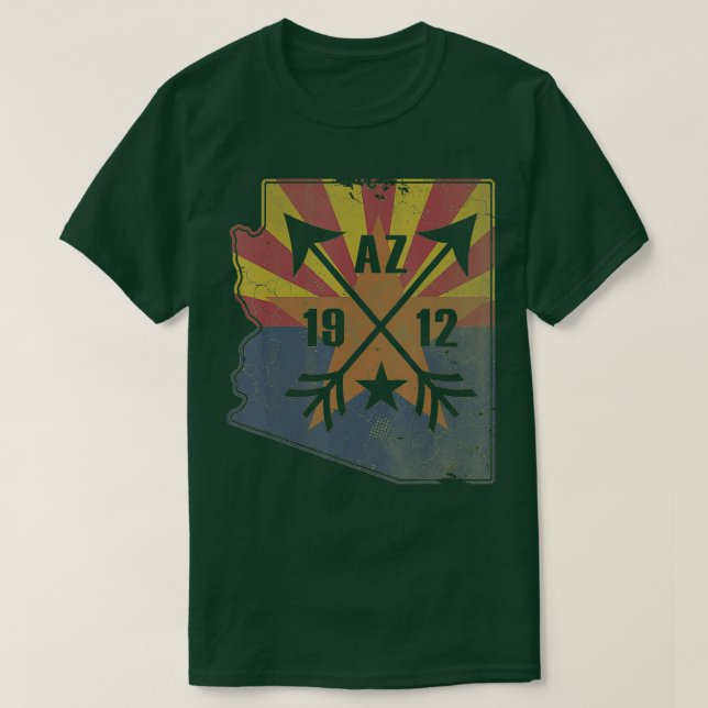 Camiseta Estado Bandeira do Mapa de Arizonas Homens Fade Re (Frente do Design)