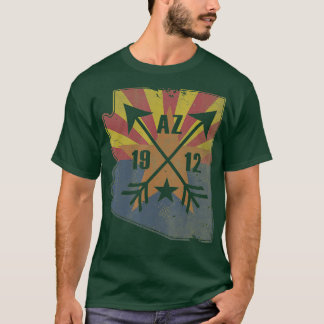 Camiseta Estado Bandeira do Mapa de Arizonas Homens Fade Re