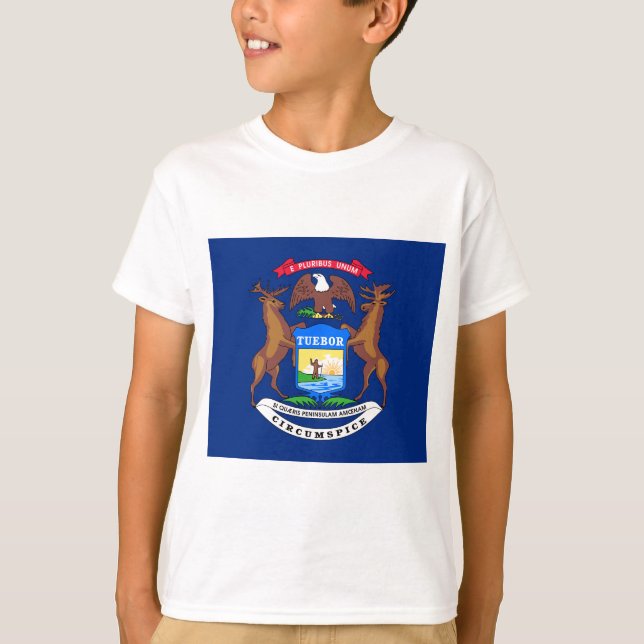 Camiseta Estado da bandeira de Michigan (Frente)