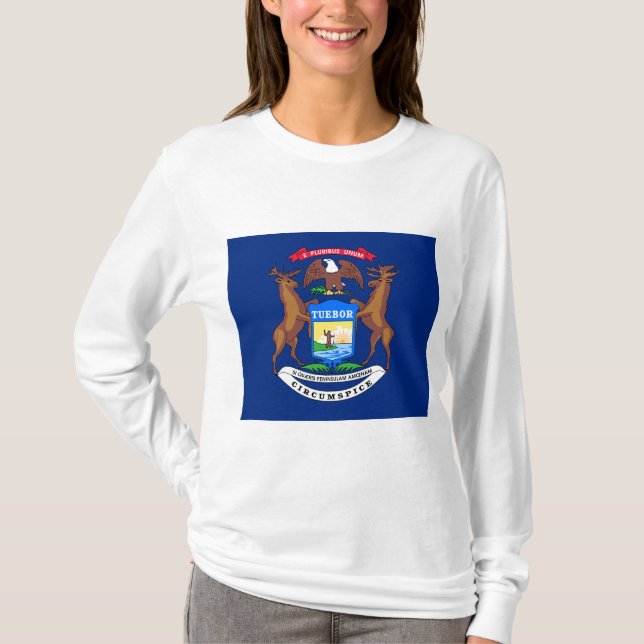 Camiseta Estado da bandeira de Michigan (Frente)