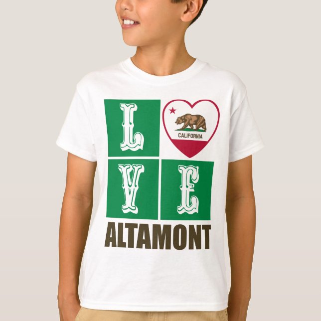 Camiseta Estado da Califórnia Flag Heart Altamont (Frente)