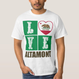 Camiseta Estado da Califórnia Flag Heart Altamont