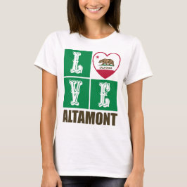 Camiseta Estado da Califórnia Flag Heart Altamont