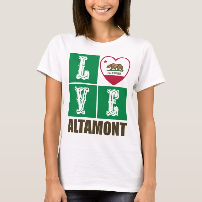 Camiseta Estado da Califórnia Flag Heart Altamont (Frente)