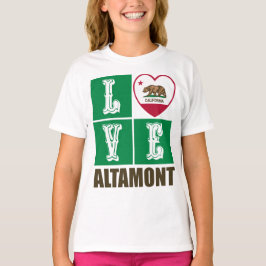Camiseta Estado da Califórnia Flag Heart Altamont