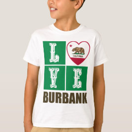 Camiseta Estado da Califórnia Flag Heart Burbank