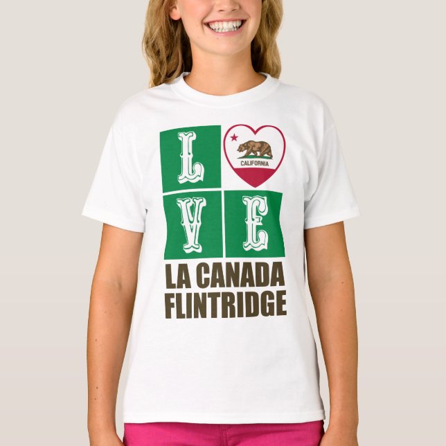 Camiseta Estado da Califórnia Flag Heart La Canada Flintrid (Frente)