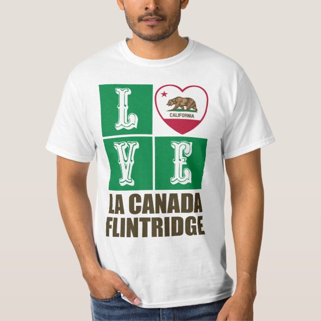 Camiseta Estado da Califórnia Flag Heart La Canada Flintrid (Frente)