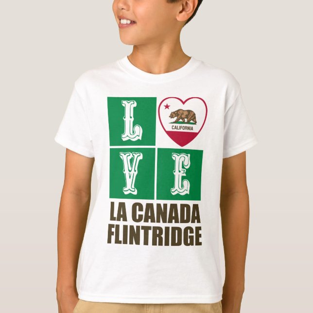 Camiseta Estado da Califórnia Flag Heart La Canada Flintrid (Frente)