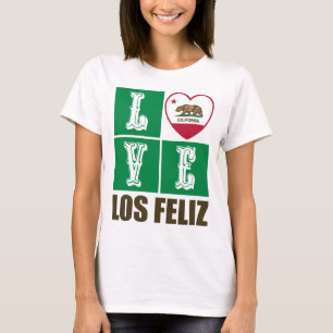 Camiseta Estado da Califórnia Flag Heart Los Feliz
