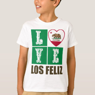Camiseta Estado da Califórnia Flag Heart Los Feliz