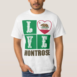 Camiseta Estado da Califórnia Flag Heart Montrose