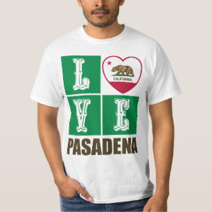 Camiseta Estado da Califórnia Flag Heart Pasadena