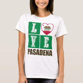 Camiseta Estado da Califórnia Flag Heart Pasadena
