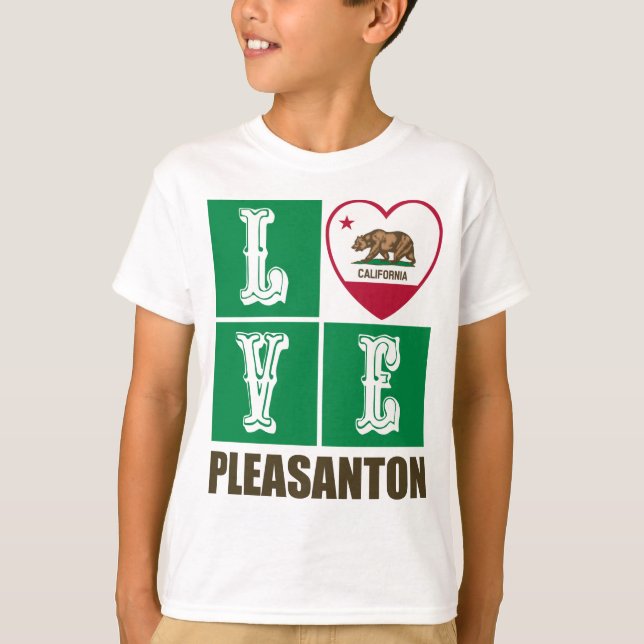 Camiseta Estado da Califórnia Flag Heart Pleasanton (Frente)