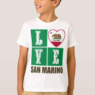 Camiseta Estado da Califórnia Flag Heart San Marino