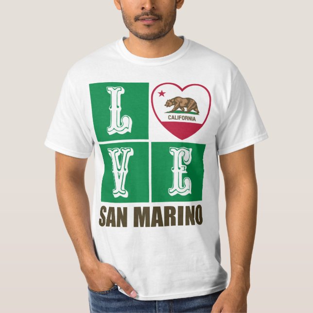 Camiseta Estado da Califórnia Flag Heart San Marino (Frente)
