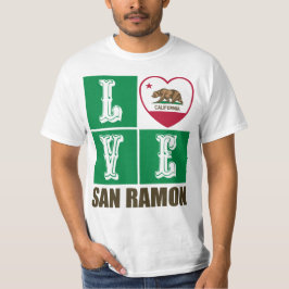 Camiseta Estado da Califórnia Flag Heart San Ramon