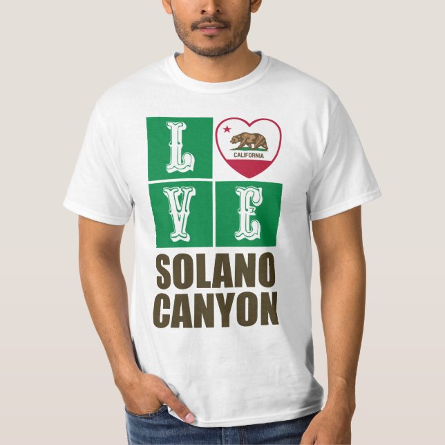 Camiseta Estado da Califórnia Flag Heart Solano Canyon (Frente)