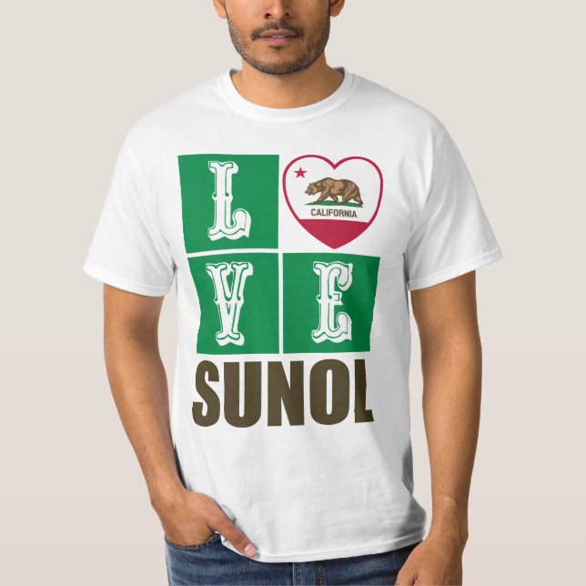 Camiseta Estado da Califórnia Flag Heart Sunol (Frente)