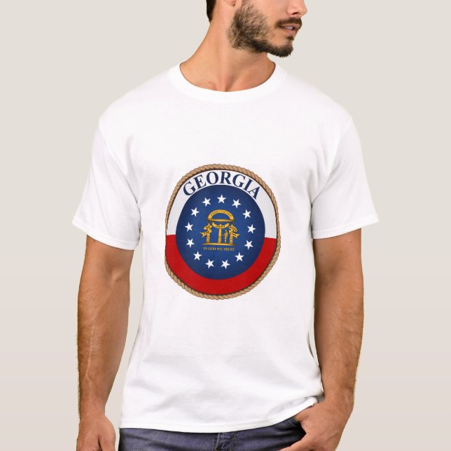 Camiseta Estado da Geórgia Bandeira Selo T-Shirt (Frente)