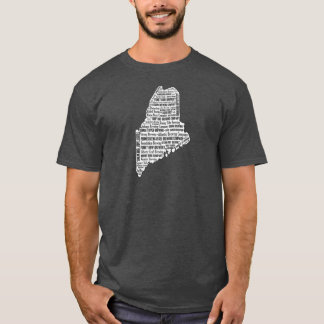 Camiseta "Estado da luva curta escura dos homens de Maine