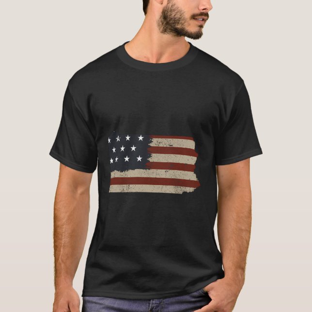 Camiseta Estado Da Pensilvânia Patriótica Usa Flag For Men  (Frente)