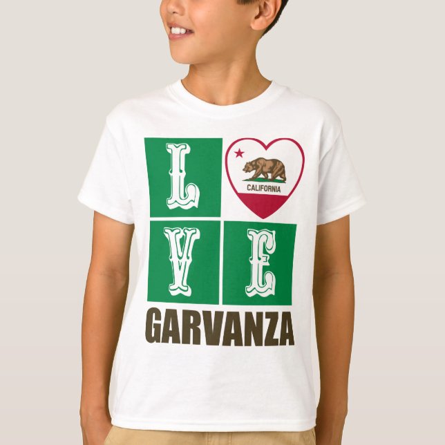 Camiseta Estado da República da Califórnia Flag Heart Garva (Frente)