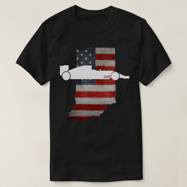 Camiseta Estado de Bandeira Americano de Indiana com Race (Frente do Design)