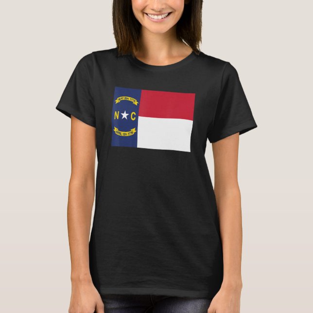 Camiseta Estado De Bandeira Da Carolina Do Norte (Frente)