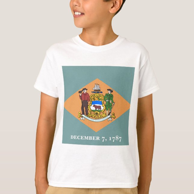 Camiseta Estado de Bandeira de Delaware (Frente)