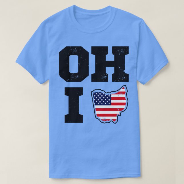 Camiseta Estado De Bandeira Do Ohio USA (Frente do Design)