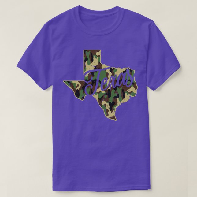 Camiseta Estado de Contorno de Sinalizador do Camo Texas (Frente do Design)