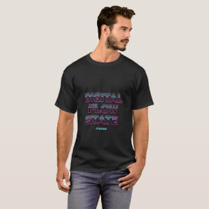 Camiseta Estado de Fluxo Digital Retro Neon Estética de Jog