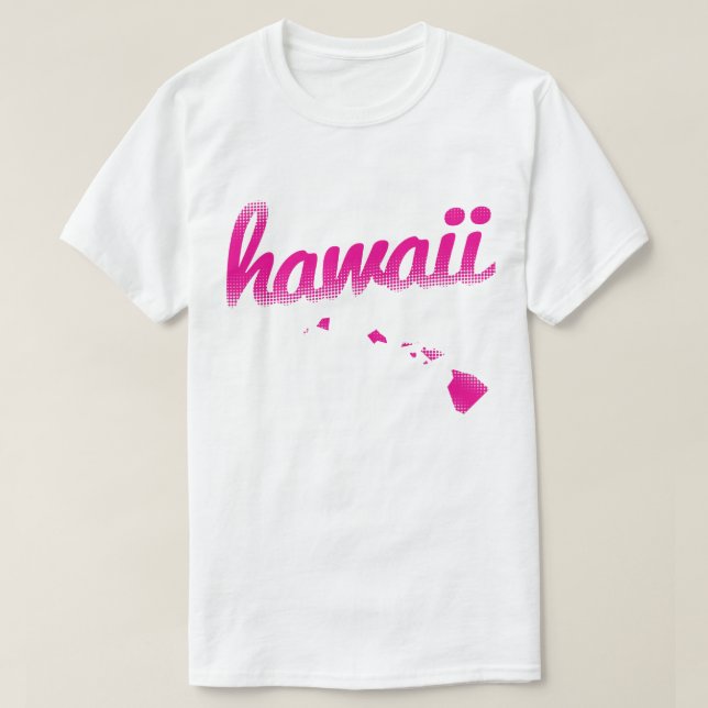 Camiseta Estado de Havaí no rosa (Frente do Design)