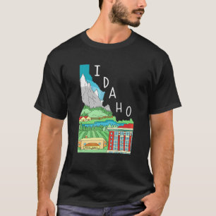 Camiseta Estado De Idaho Mapa Paisagem Estado Das Montanhas