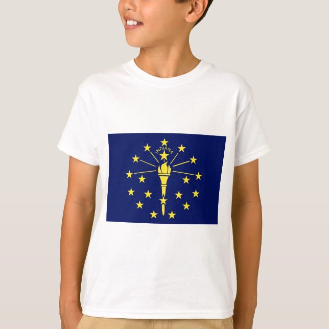 Camiseta Estado de Indiana Flag of Blue & Dourado (Frente)