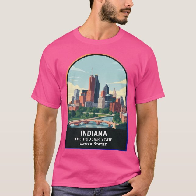 Camiseta Estado De Indiana (In) Dos Estados Unidos Da Améri (Frente)