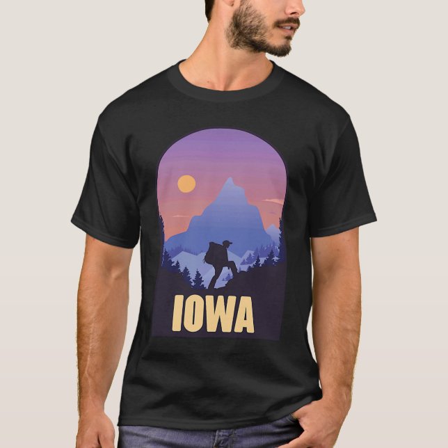 Camiseta Estado de Iowa EUA caminhando trip Souvenir (Frente)