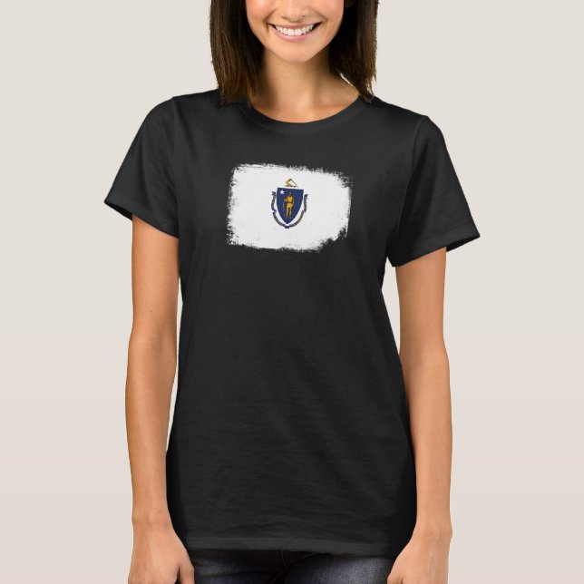 Camiseta Estado de Massachusetts Flag Boston Worcester New  (Frente)