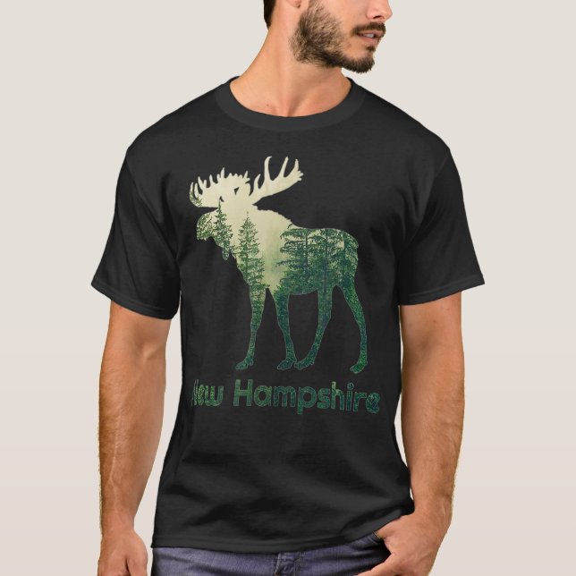 Camiseta Estado de New Hampshire Moose Forest Free Hunter W (Frente)